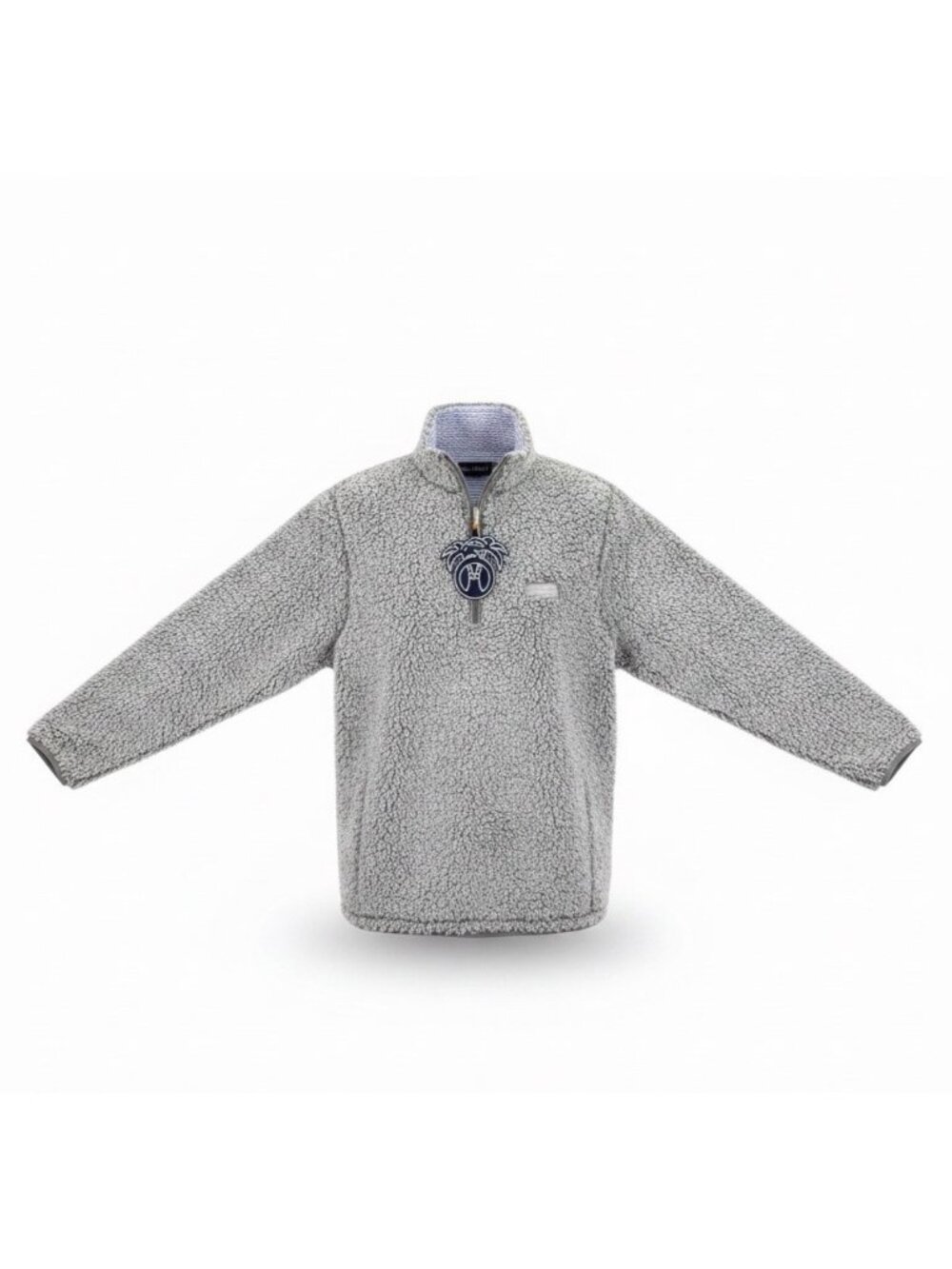 USA Palm Mens Grey Reversible Sherpa Fleece Pullover 6-Way Stretch Warm Sz L